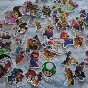 15 pcs. Mario Bros cartoon Stickers. Random. Bags, Books, School, Bottle, Laptop